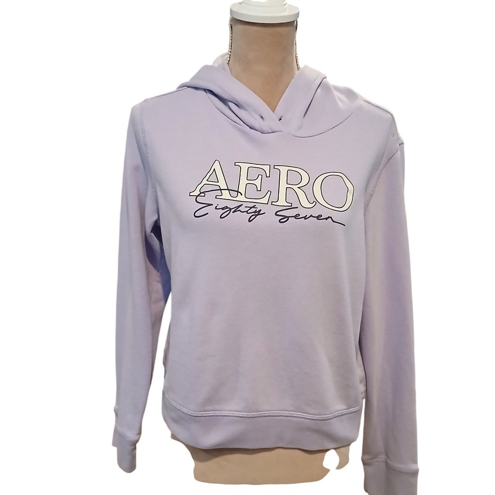 Aeropostale Womens Lavender Purple Aero Eighty Seven Graphic Hoodie Medium
